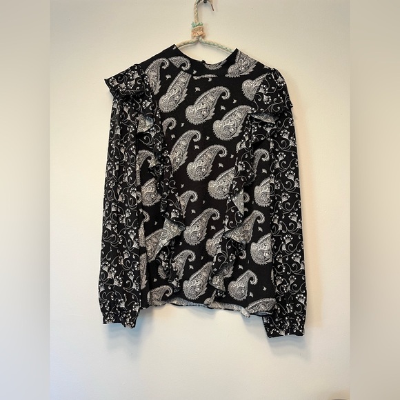 NWT Ted Baker TAISEY High Neck Blouse with Waterfall Embellishments- medium - Picture 8 of 9